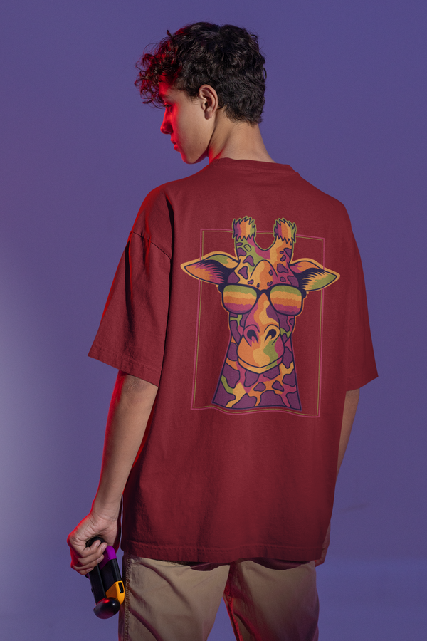 Trippy Giraffe Oversized Cotton Tshirt