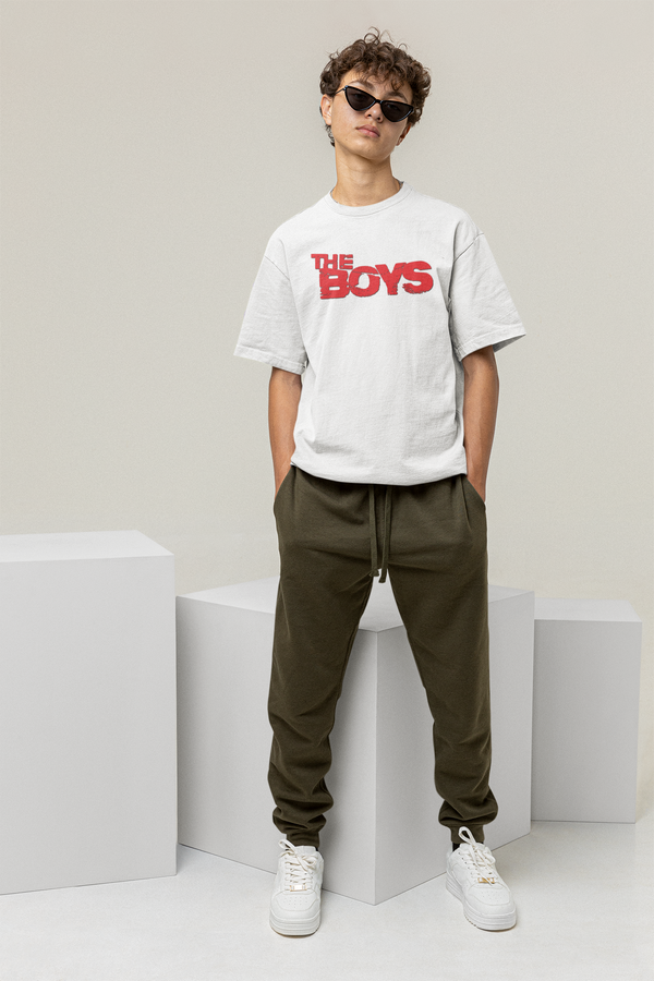 The Boys Black Oversized Cotton Tshirt with Puff Print